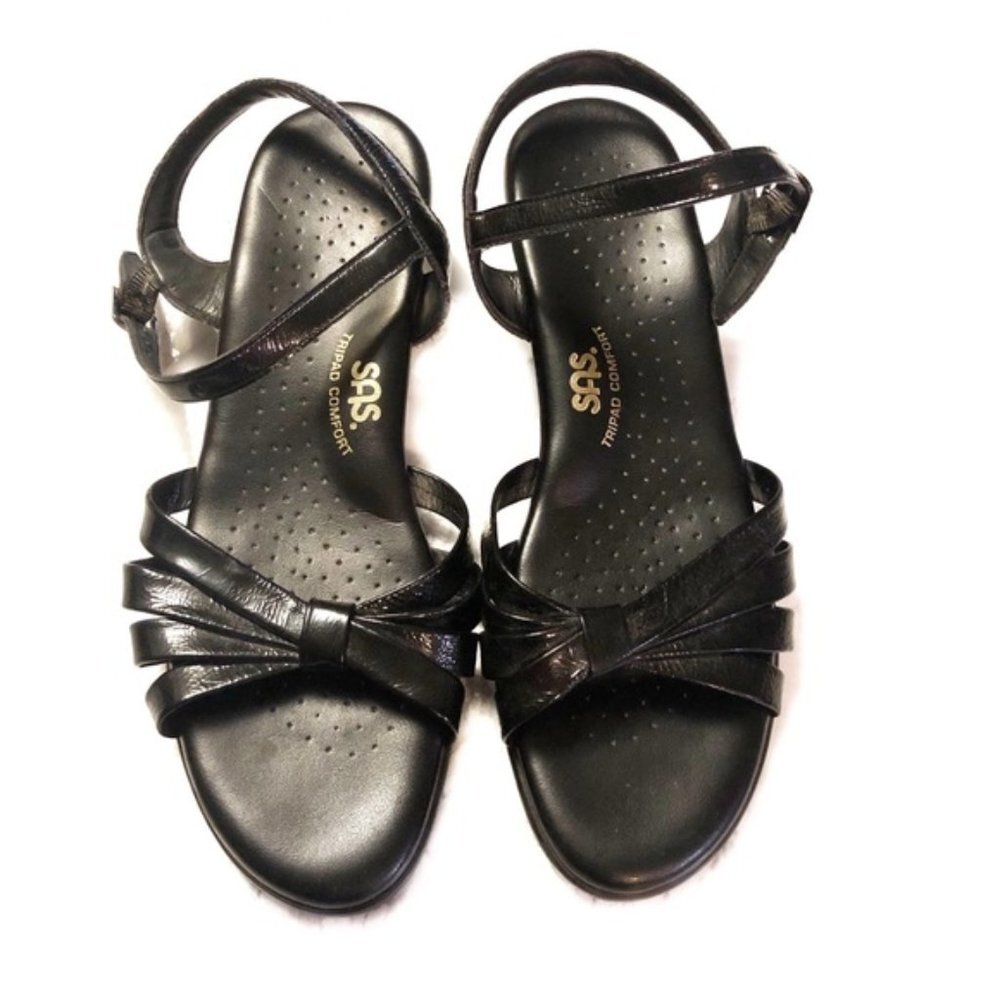 SAS Women's Black Leather Strappy Sandals 9.5 N